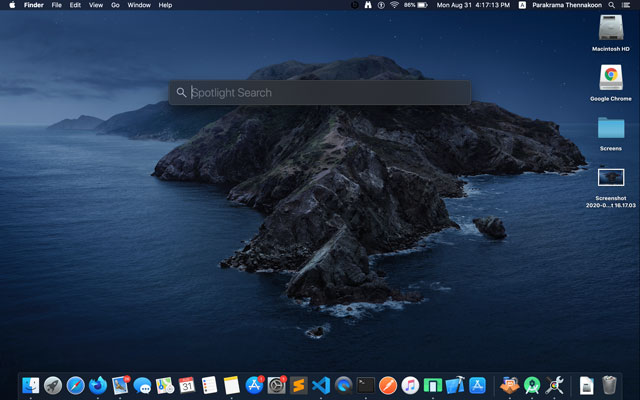 macOS spotlight search
